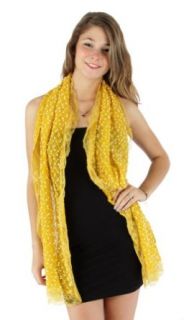 Fashion Chic Pompom mesh shawl with 4 way lace Mustard PCS843 Fashion Scarves