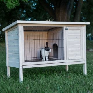 Boomer & George Elevated Rabbit Hutch   White Wash   Rabbit Cages & Hutches