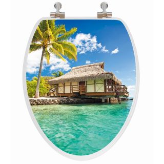 Topseat 6TS3E3106CP Honeymoon Island Getaway Cottage Elongated 3D Toilet Seat   Toilet Seats