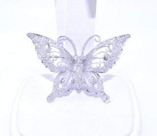 14K White Gold Diamond Butterfly Pendant/Pin Jewelry