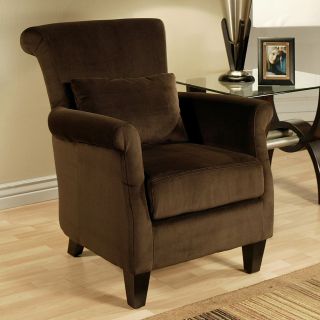 Milano Dark Brown Microfiber Suede Armchair   Upholstered Club Chairs