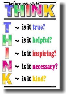 Think Before You Speak   Classroom Motivational Poster  Themed Classroom Displays And Decoration 