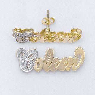 10K Lee822 10 K/Y Gold with 1" Long Accent on "C" Finished 3 D Name Earrings Jewelry
