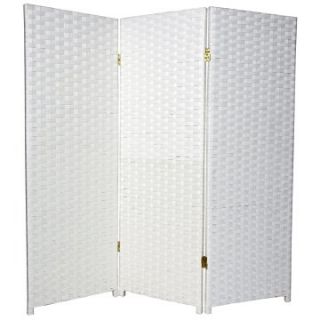 Woven Fiber Low White Room Divider 48 Inch   Room Dividers
