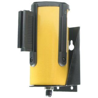 Accuform Signs PRB823RD Blockade Woven Polyester Wall Mount Retractable Belt Tape Barrier, 2" Width, Yellow Case/Red Belt Tape Industrial Safety Rope Barriers