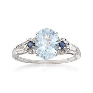 1.60 Carat Aquamarine Ring With Multi Stone in Sterling Silver. Size 6 Jewelry Products Jewelry