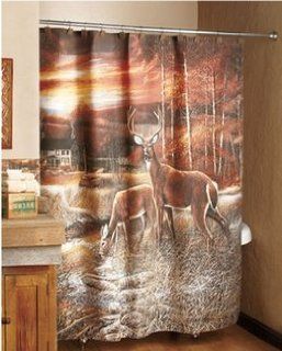 Tranquil Deer Shower Curtain   Deer Decor  