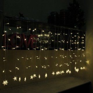 InnooTech 144 LED Curtain Lights Warm White Star Shaped at the end for party, wedding,Christmas,and other celebration.
