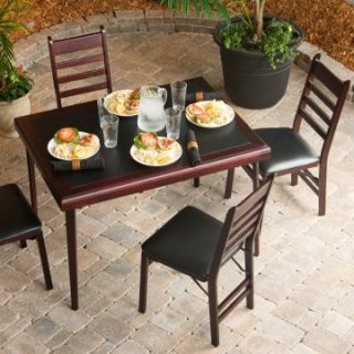 Cosco 5 Piece Bridgeport 44 Inch Wood Folding Card Table Set   Dining Table Sets