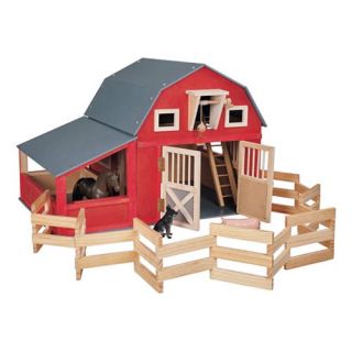 Maxim Enterprise Gable Barn with Sidestall   Red   Playsets