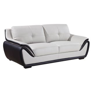 Global Furniture U3250 Leather Sofa   Gray / Black   Sofas