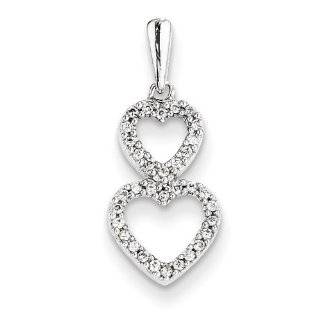Gold and Watches 14K White Gold Diamond Stacked Hearts Pendant Charms Jewelry