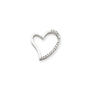1/10 Carat Diamond Asymmetrical Heart Slide in 14K White Gold   15mm Jewelry