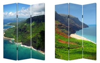 Screen Gems Hawaiian Coast Canvas Double Sided Room Divider   Room Dividers