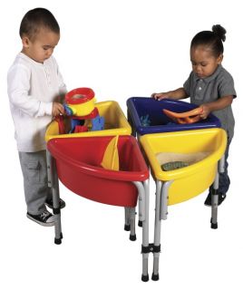 ECR4KIDS 4 Station Round Sand & Water Center with Lids   Daycare Tables & Chairs
