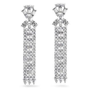 Bling Jewelry Gatsby Inspired CZ Art Deco Bridal Chandelier Earrings 925 Silver Dangle Earrings Jewelry
