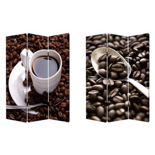 Screen Gems Coffee Time Canvas Double Sided Room Divider   Room Dividers