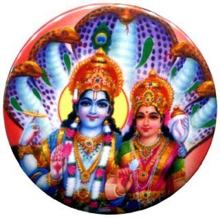 Vishnu & Lakshmi Hindu Trance Pin Badge Button Pinback Made From Thailand 