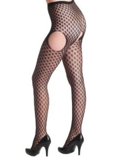 Yelete Killer Legs Cut Out Crotchless Fishnet Seamless Pantyhose (828HD037), Black Clothing