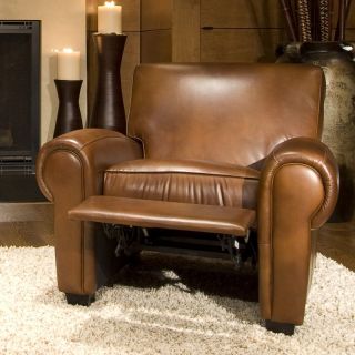 Taylor Top Grain Leather Reclining Chair in Rustic   Leather Club Chairs