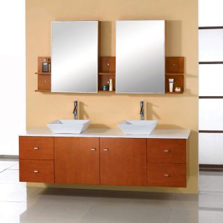 Virtu USA Clarissa 61 in. Honey Oak Double Bathroom Vanity Set MD 457   Double Sink Bathroom Vanities
