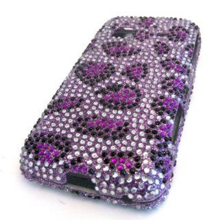 Samsung Galaxy M828c Precedent Straight Talk Purple Leopard Cheetah Print Fashion Bling Pretty Design Skin Cover Case Protector Hard Cell Phones & Accessories