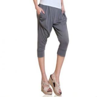 LOCOMO Women Casual Baggy Harem Pant Drape Pocket One Size (S M) Gray FFT090GRY