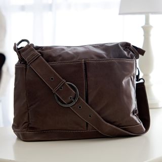 OiOi Chocolate Leather Hobo Diaper Bag   Designer Diaper Bags