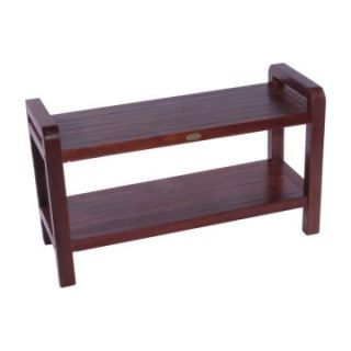 Decoteak 35 in. Extended Length Teak Spa Shower Bench with Shelf and Lift Aide Arms   Shower Seats
