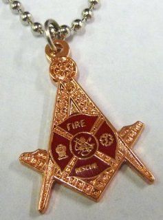 Firefighter Fire Fighter Fireman Paramedic Masonic Freemason Pendant Necklace w/ball chain 