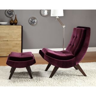 Lashay Velvet Lounge Chair & Ottoman   Purple   Accent Chairs