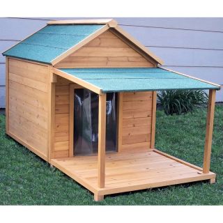 Simply Cedar Dog House with Optional Porch and Deck   Dog Houses