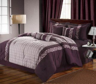 Chic Home 8 Piece Glendale Embroidered Comforter Set, Queen, Plum/Purple   Master Bedroom Decor