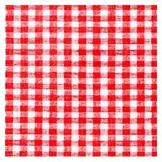 Red Gingham OilCloth with Flannel Backing   25 Yards