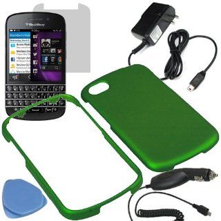 BW Hard Shield Shell Cover Snap On Case for AT&T, Sprint, Verizon BlackBerry Q10 + Tool + LCD + Car + Home Charger  Green Cell Phones & Accessories