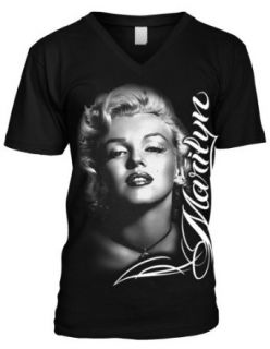 Marilyn Monroe Mens V Neck T shirt, Marilyn Monroe and Signature Men's V neck Shirt Novelty T Shirts Clothing