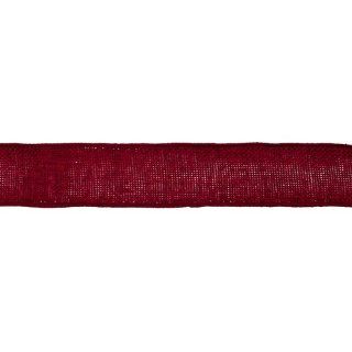 1 1/2'' Faux Burlap Wired Ribbon Burgundy By The YD