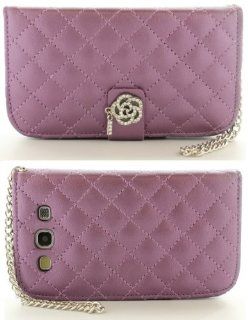 Purple Plush Faux Leather Chain Bling Cover Case for Samsung Galaxy S3 S III Cell Phones & Accessories