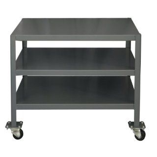 Durham Steel Mobile Medium Duty Machine Table, MTM183630 2K395, 3 Shelves, 2000 lbs Capacity, 36" Length x 18" Width x 30" Height, Powder Coat Finish Science Lab Benches