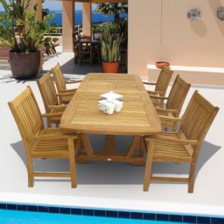 Royal Teak 64   96 in. Gala Extension Compass Patio Dining Set   Seats 6   Patio Dining Sets
