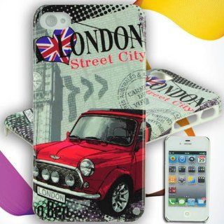 Hard Back Case Cover with Retro London Car Pattern for iPhone 4S (low rate shipping in usa) Cell Phones & Accessories