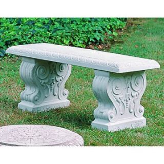 Campania International Traditional Straight Cast Stone Backless Garden Bench   Outdoor Benches