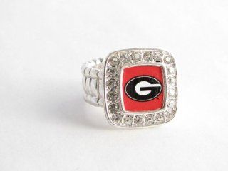 Georgia Bulldogs UGA Crystal Square Fashion NCAA Stretch Ring Jewelry  Sports & Outdoors