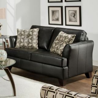 Simmons Urban Onyx Leather Loveseat with Accent Pillows   Loveseats