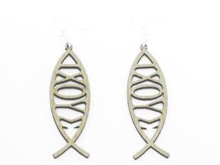 Natural Wood "IXOYE" Fish Symbol Wooden Earrings StealStreet Jewelry