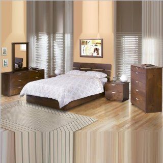 Nexera Nocce Wood Platform Bed 5 Piece Bedroom Set in Truffle   Twin   Bedroom Furniture Sets