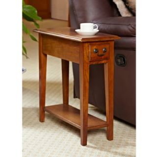 Hardwood 10 Inch Chairside End Table in Medium Oak   End Tables
