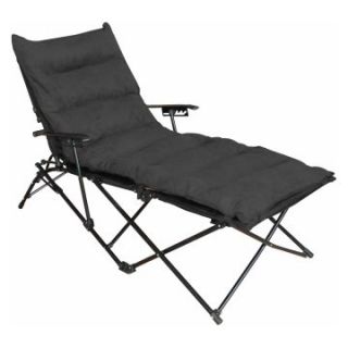 Folding Chaise Lounge with Micro Suede Cushion and Carry Bag   Black Cushion   Indoor Chaise Lounges