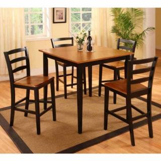 Panora 5 Piece Oak on Black Counter Height Set   Dining Table Sets
