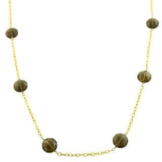 14 Karat Yellow Gold Faceted Round Smokey Topaz Necklace (25 Inch) Jewelry